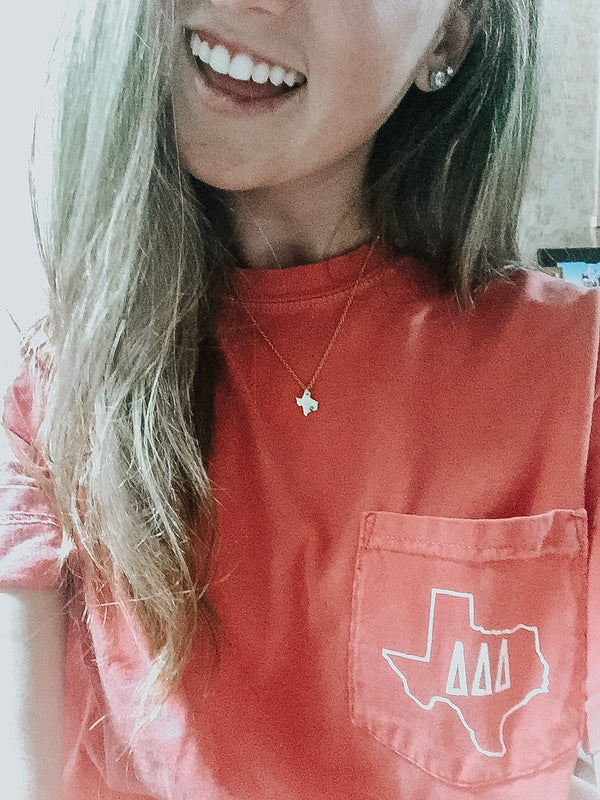 How our Campus Ambassador wears our Texas Strong Necklace