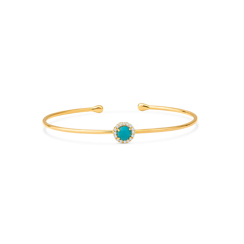 Maria 14K Gold Diamond and Turquoise Bangle - Main Image