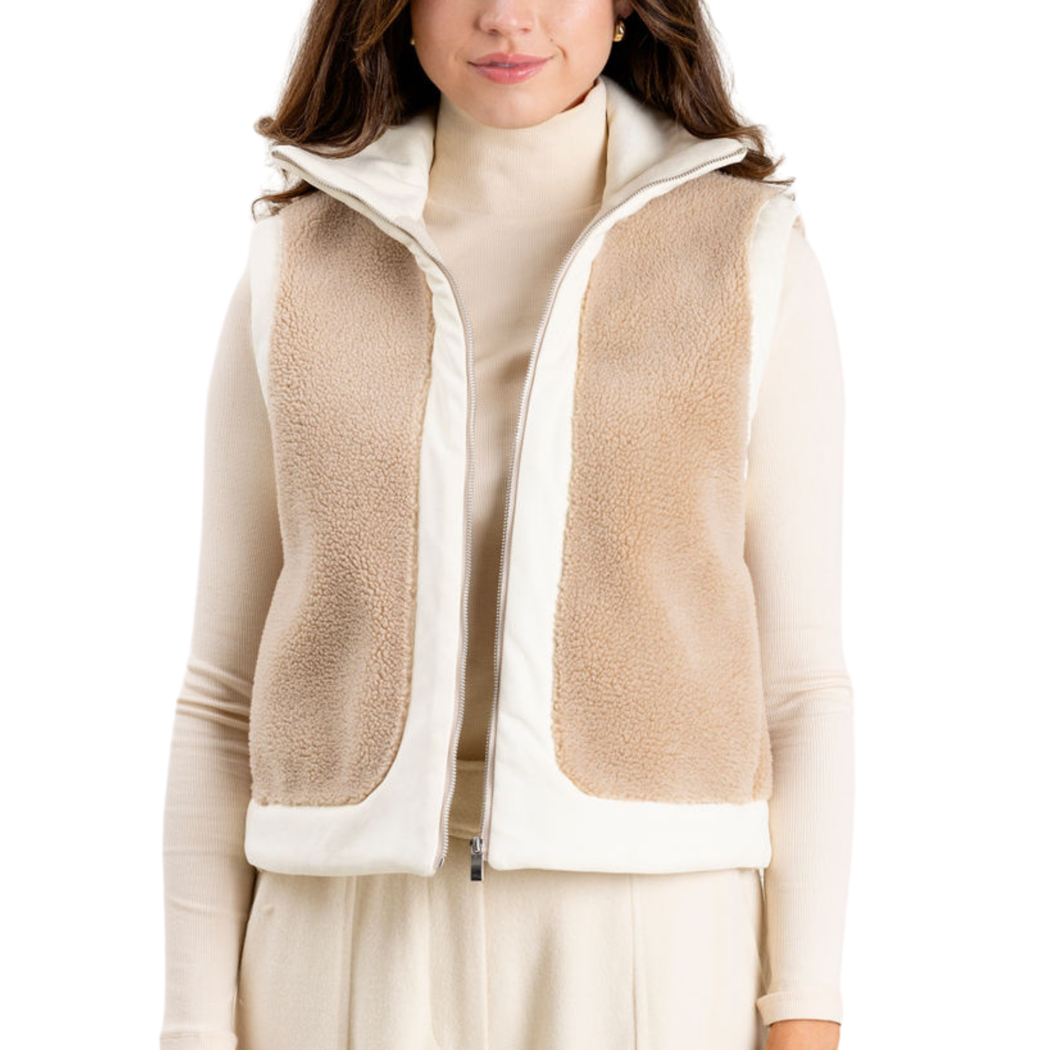 Cream fleece vest clearance