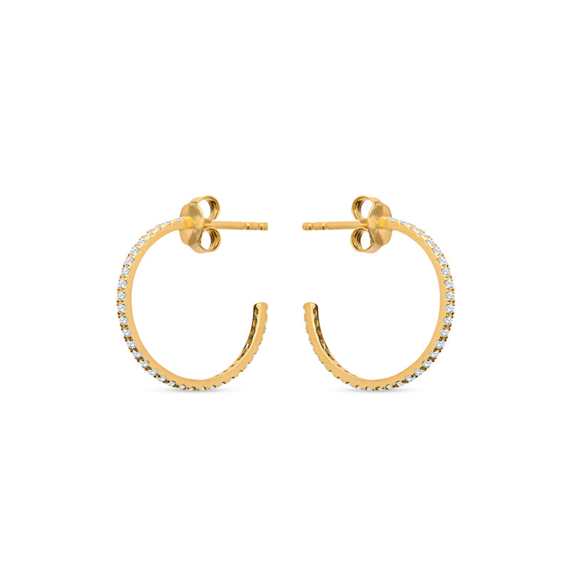 Leiah 14K Gold Hoop Earrings with White Diamonds