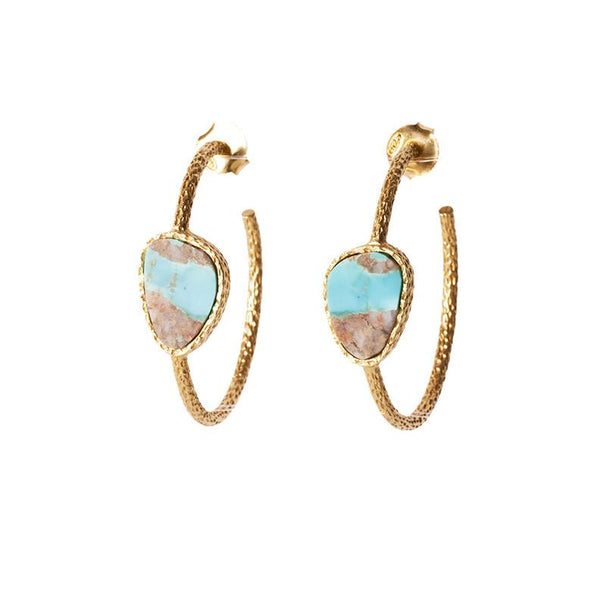 Hoop Earrings - Turquoise - Christina Greene LLC