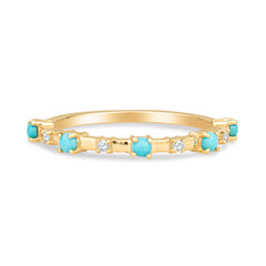 Alyssa 14K Gold Turquoise Dainty Ring with White Diamonds