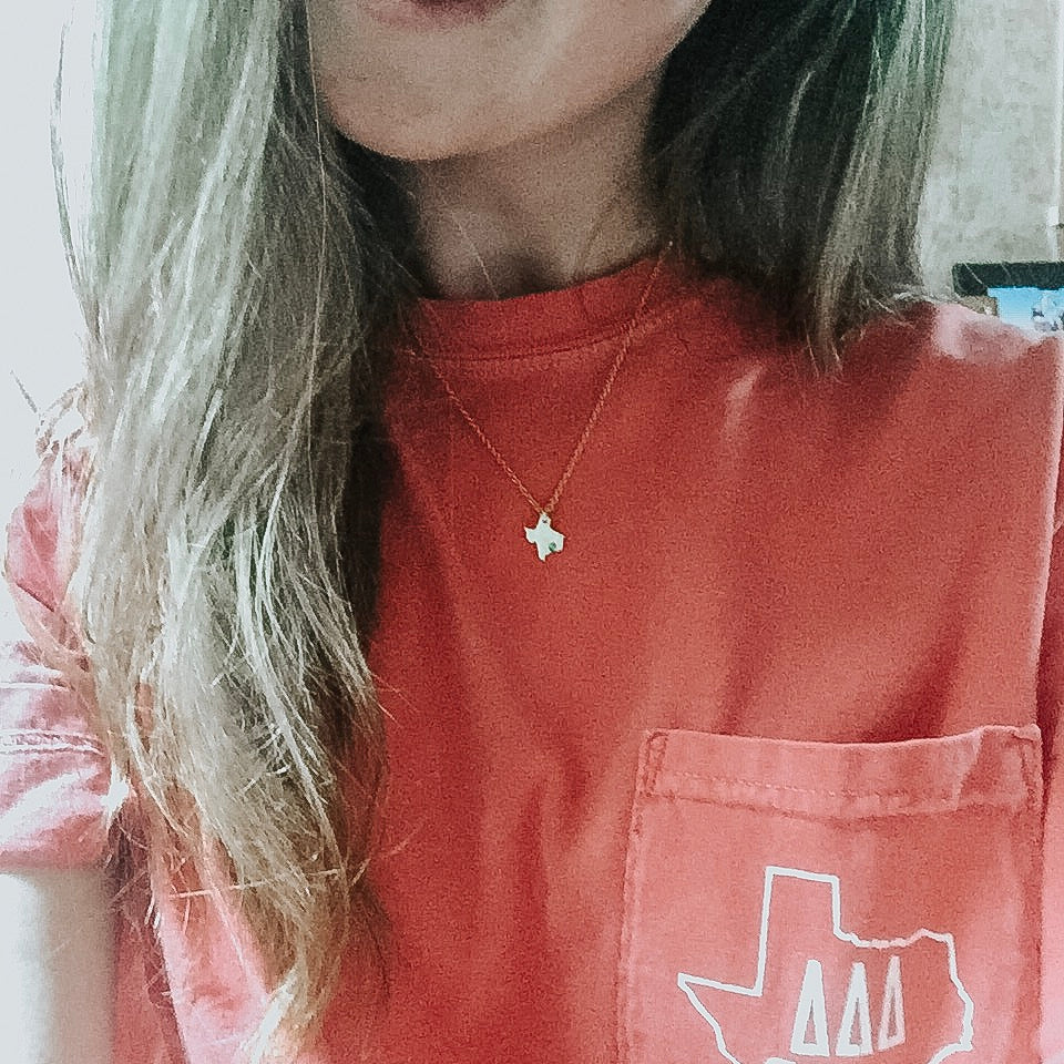 How our Campus Ambassador wears our Texas Strong Necklace