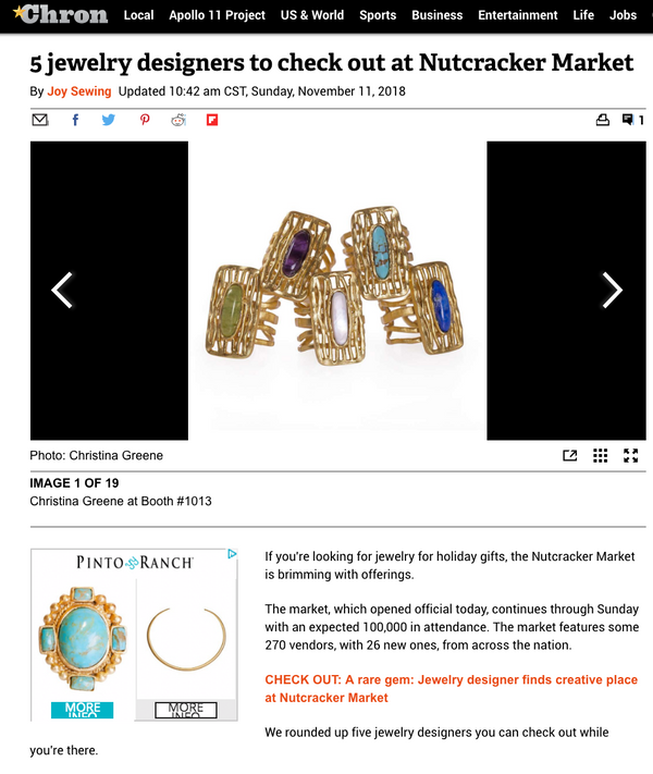 Houston Chronicle / 5 Jewelry designers to check out at Nutcracker Market / November 2018