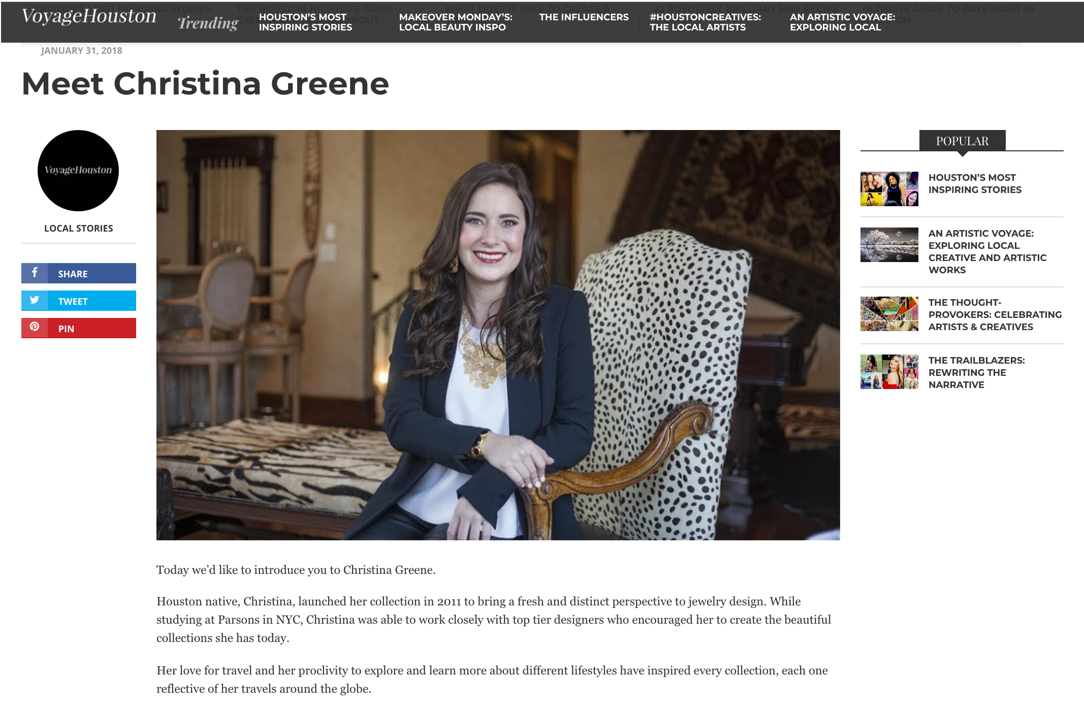 Voyage Houston / Meet Christina Greene / January 2018