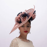Large Sinamay Saucer with Two-Tone Flower Fascinator