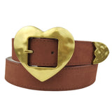 Vintage Love Heart Buckle Belt - Brown