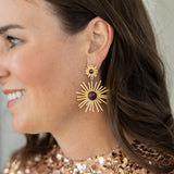 Crimson Starburst Drop Earrings - Ruby Agate