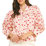 Hearts Pattern Blouse Top
