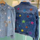 Cropped Denim Jacket with Glass Beads