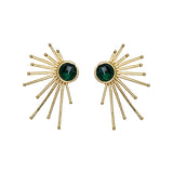 Gilded Evergreen Stud Earrings - Emerald