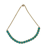 Turquoise Square Chain Gold Necklace - Sample