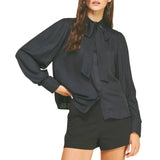 Button Down Shirt With Tie Neck