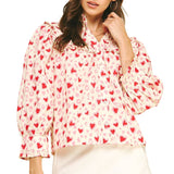 Hearts Pattern Blouse Top