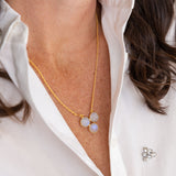 Gilt and Frost Pendant Necklace - Moonstone