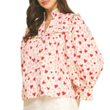 Hearts Pattern Blouse Top
