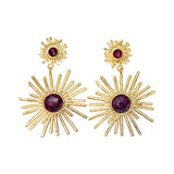 Crimson Starburst Drop Earrings - Ruby Agate