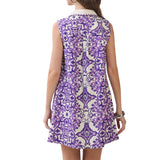 Ornate Tile Print Shift Mini Collared Dress