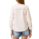 Eyelet Collar Button Down Top