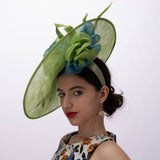 Large Sinamay Saucer with Two-Tone Flower Fascinator
