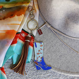 Americana Cowgirl Boot Keychain Bag Charm