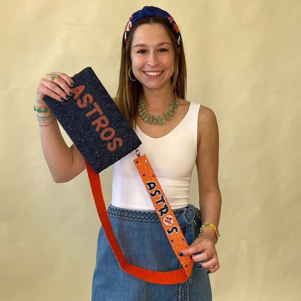 Astros Fully Beaded Clutch