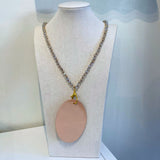 Beaded Round Badge Holder - Champagne