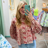 Floral Print Pleat Detailed Shirt