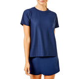 Active Mesh Walnut Short Sleeve Top - Navy