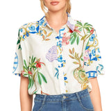Amalfi Garden Button-Down Blouse