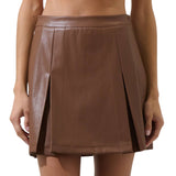 Anisa Leather Calera Mini Skirt - Brown