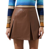 Anisa Leather Calera Mini Skirt - Brown
