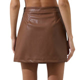 Anisa Leather Calera Mini Skirt - Brown