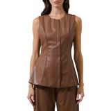 Anisa Leather Maize Sleeveless Top
