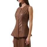 Anisa Leather Maize Sleeveless Top