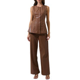 Anisa Leather Maize Sleeveless Top