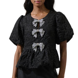 Arielle Jacquard Mania Bow Top
