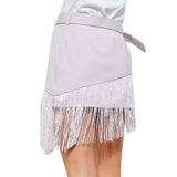 Asymmetric Fringe Belted Mini Skirt
