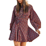 Asymmetrical Ruched Plaid Wrap Shirt