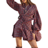 Asymmetrical Ruched Plaid Wrap Shirt