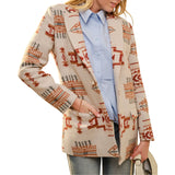 Aztec Jacquard Jewel Button Blazer - Taupe
