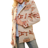 Aztec Jacquard Jewel Button Blazer - Taupe