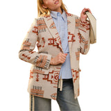 Aztec Jacquard Jewel Button Blazer - Taupe