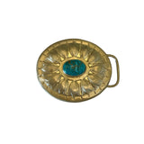 Turquoise and Brass Concho Belt Buckle