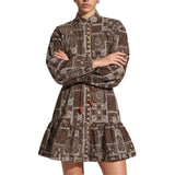 Bandana Print Flounce-Hem Mini Dress
