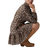 Bandana Print Flounce-Hem Mini Dress