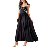 Black Solid Woven Midi Dress