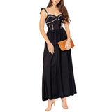 Black Solid Woven Midi Dress