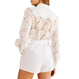 Boho Lace Long Sleeved Button Down Top