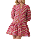 Border Print Drop Waist Mini Dress
